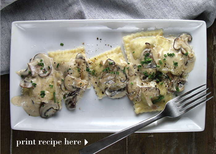 Three Mushroom Ravioli with a Marsala Cream Sauce