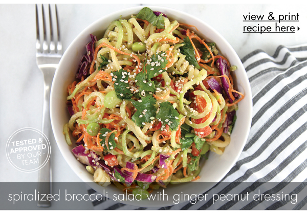 RECIPE: Spiralized Broccoli Salad with Ginger Peanut Dressing
