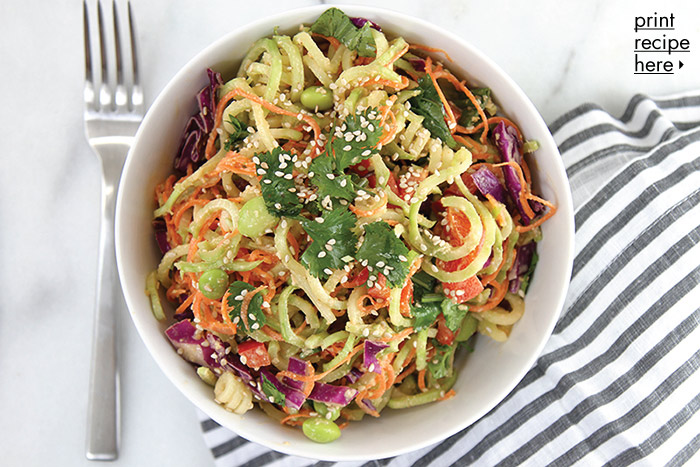 Spiralized Broccoli Salad with Ginger Peanut Dressing