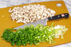 Mushrooms and Scallions Prepped