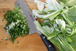 Cutting bok choy