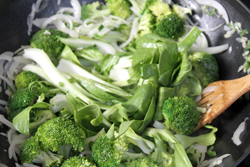 Stir-frying vegetables