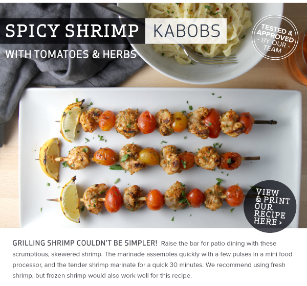 Spicy Shrimp Kabobs with Tomatoes and Herbs