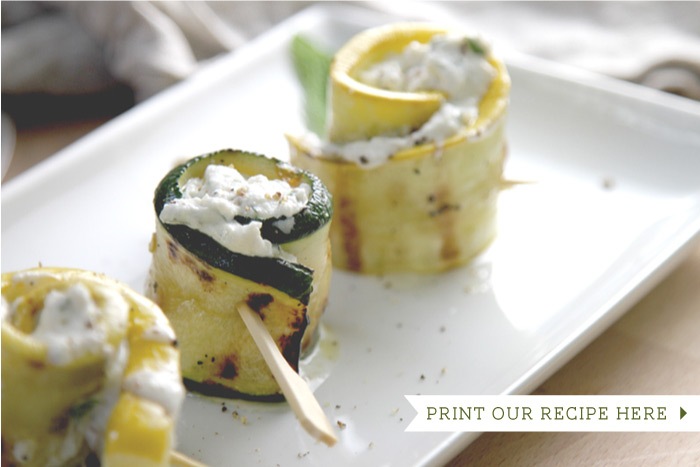 Zucchini & Summer Squash Roll-Ups with Ricotta & Herbs