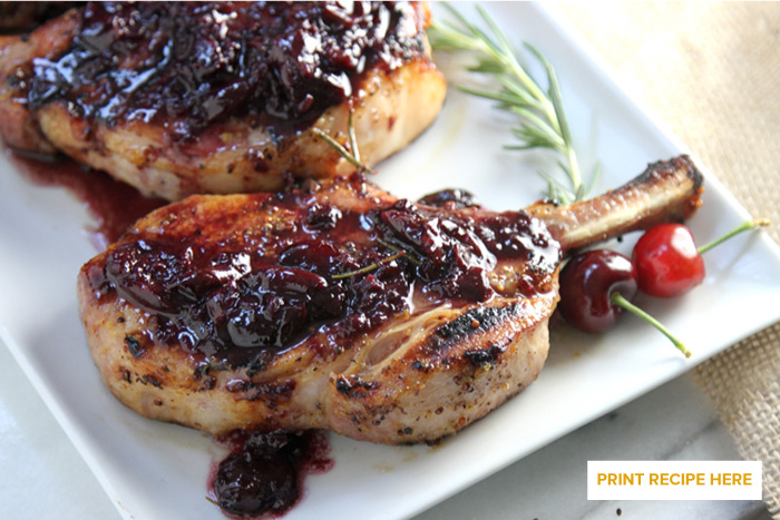 Bone-In, Honey-Mustard Chops with a Cherry Sauce