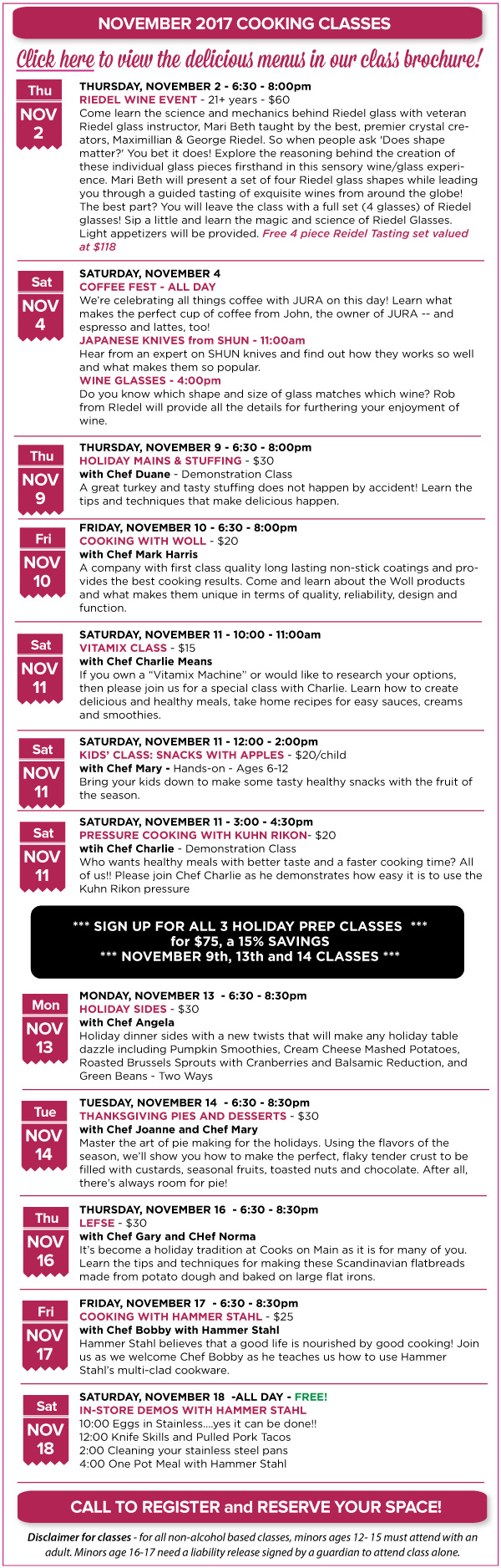 November Classes