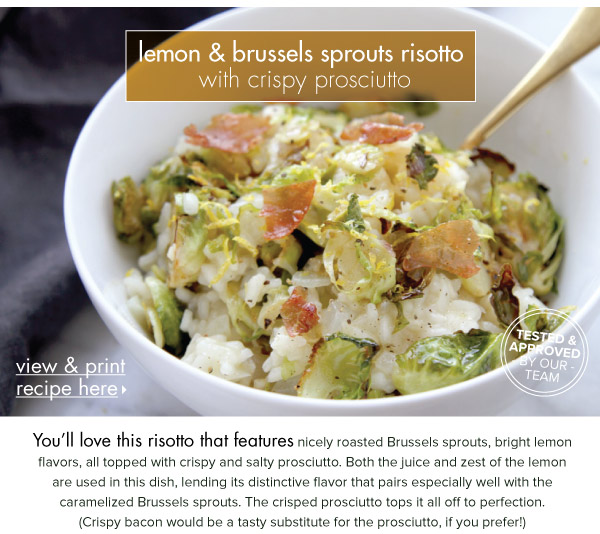 RECIPE: Lemon and Brussels Sprouts RIsotto with Crispy Prosciutto