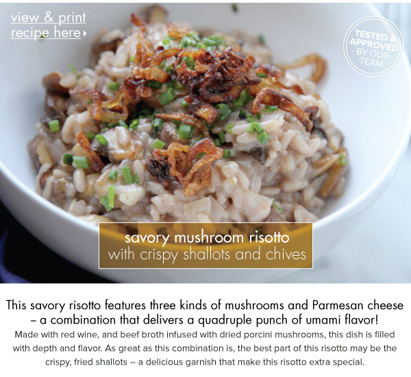 RECIPE: Savory Mushroom Risotto with Crispy Shallots and Chives