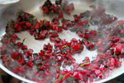 Saute stems with garlic