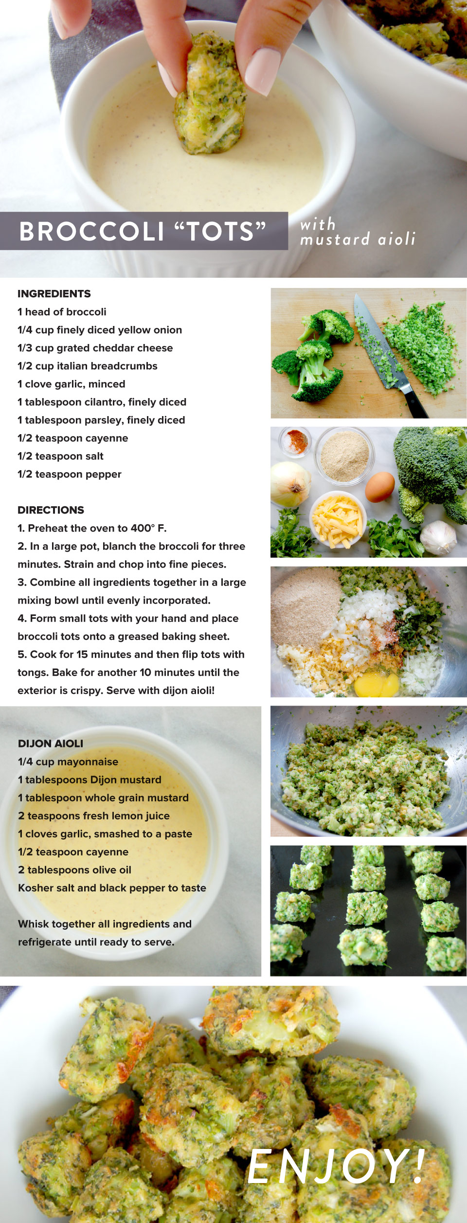 Broccoli Tots with Mustard Aioli