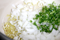 Saute Onion, garlic and Jalapenos