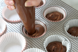 Fill cupcake liners with batter
