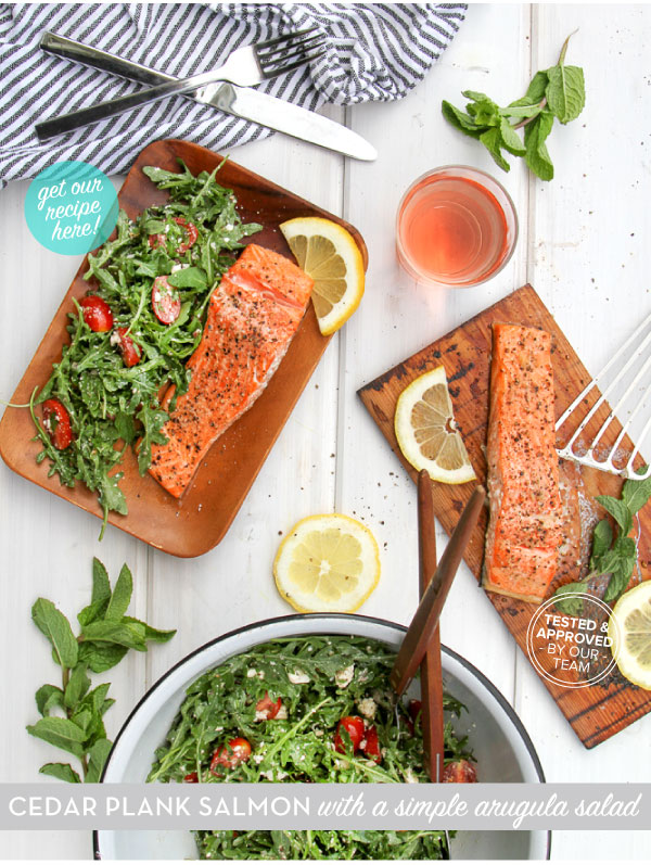 RECIPE: Cedar Plank Salmon with a simple arugula salad