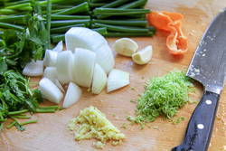 Chopping Marinade Ingredients