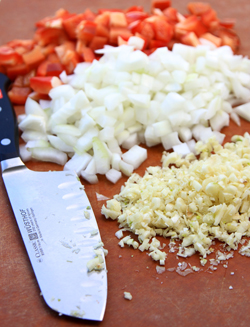 Chopping Onions and Peppers