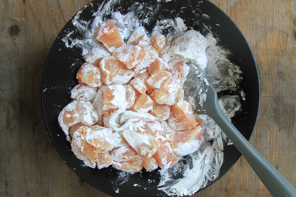 Coat Chicken with Corn Starch