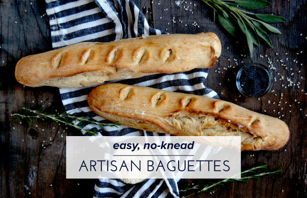 Easy, No-Knead Artisan Baguettes