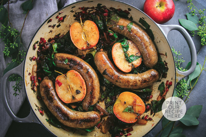 Pan-seared Apples with Sausage and Fennel