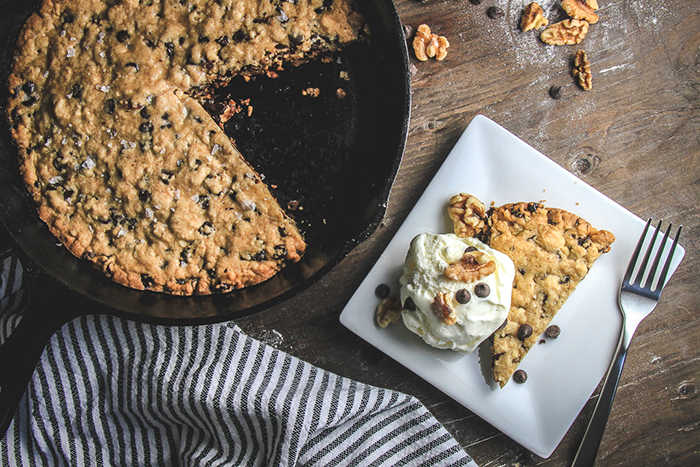 Dark Chocolate Chip Skillet Cookie