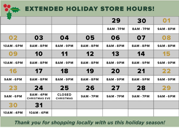 Holiday Store Hours