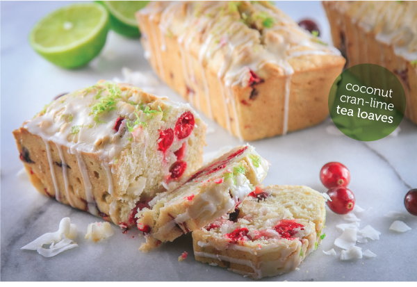 Coconut Cran-Lime Tea Loaves