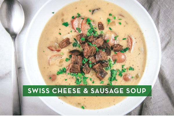 Swiss Cheese and Sausage Soup