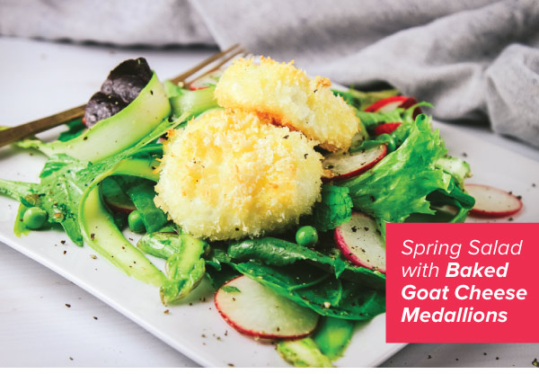 Spring Salad with Baked Goat Cheese Medallions