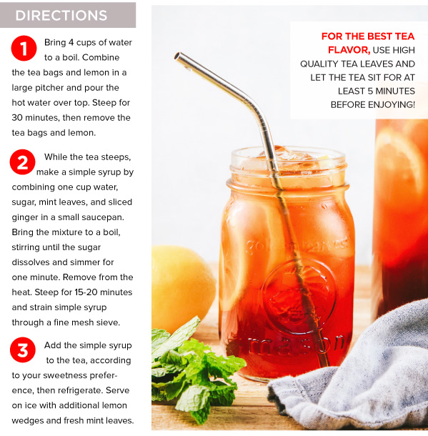 Lemon Ginger Mint Sweet Iced Tea