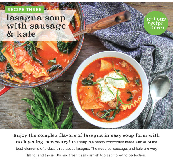 Lasagna Soup with Sausage and Kale