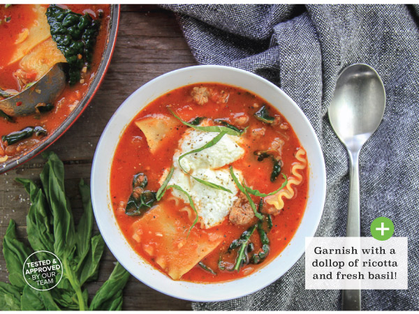 Lasagna Soup with Sausage and Kale