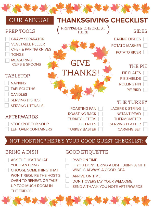 Thanksgiving Checklist