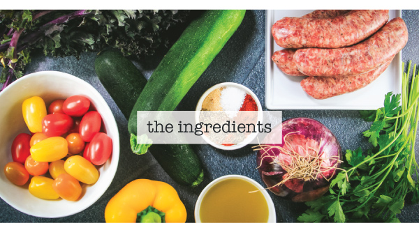 Roasted Sausage and Veggies with Creamy Polenta