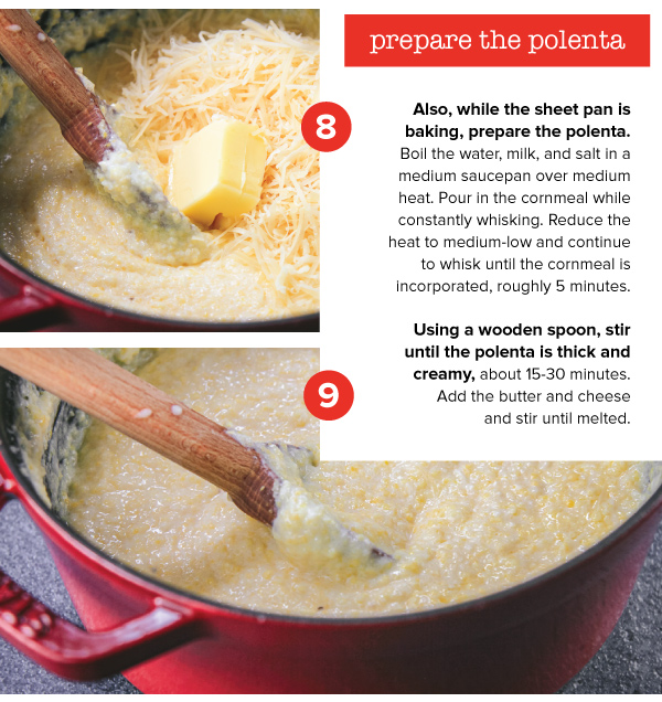 Roasted Sausage and Veggies with Creamy Polenta