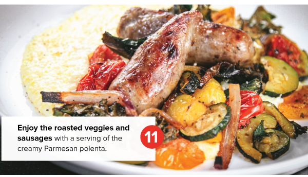Roasted Sausage and Veggies with Creamy Polenta