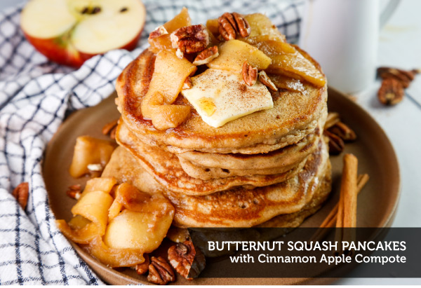 Butternut Squash Pancakes with Cinnamon Apple Compote