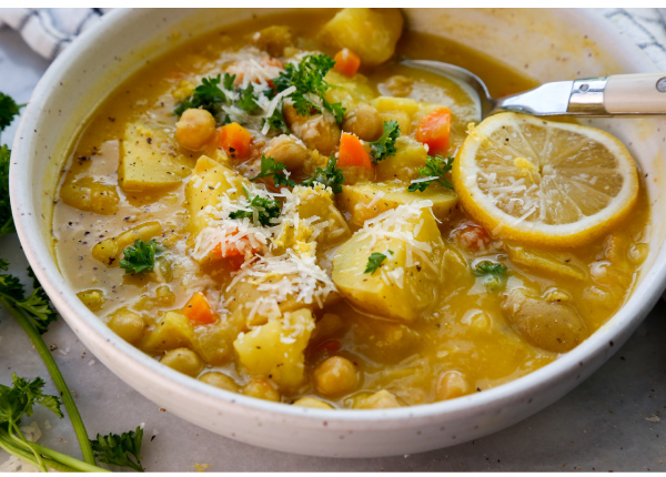 Chickpea Soup with Lemon and Potatoes