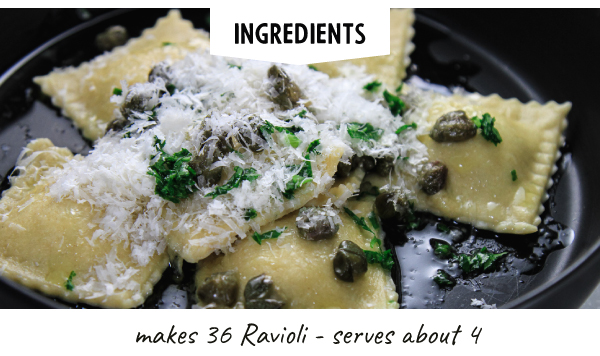 Classic Cheese Ravioli with Brown Butter, Lemon and Caper Sauce