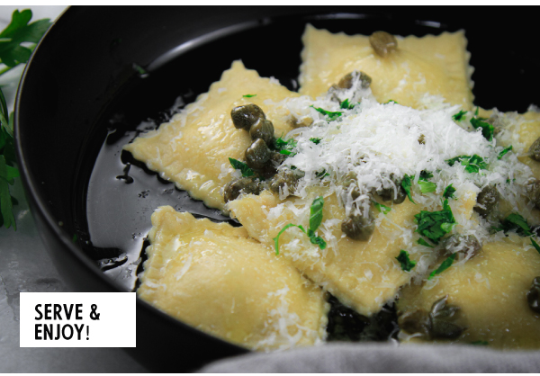 Classic Cheese Ravioli with Brown Butter, Lemon and Caper Sauce