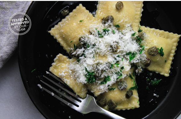 Classic Cheese Ravioli with Brown Butter, Lemon and Caper Sauce