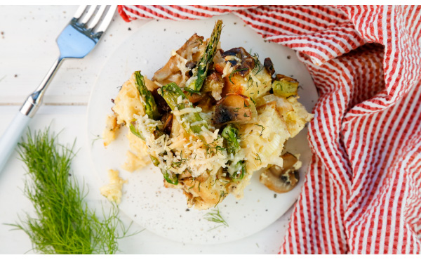 Asparagus and Mushroom Breakfast Strata