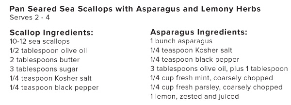 Pan Seared Sea Scallops with Asparagus and Lemony Herbs