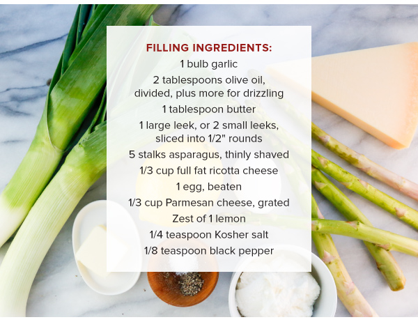 Spring Leek and Asparagus Galette with Roasted Garlic and Lemon Ricotta