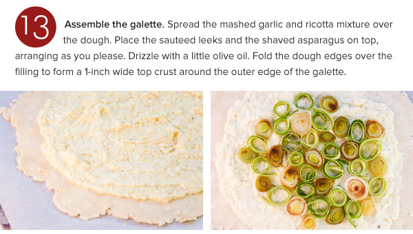 Spring Leek and Asparagus Galette with Roasted Garlic and Lemon Ricotta