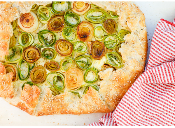 Spring Leek and Asparagus Galette with Roasted Garlic and Lemon Ricotta