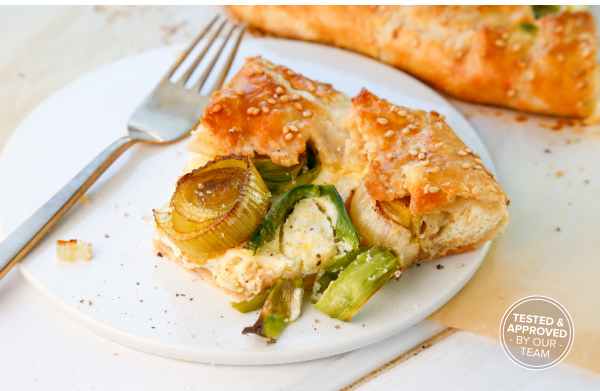 Spring Leek and Asparagus Galette with Roasted Garlic and Lemon Ricotta