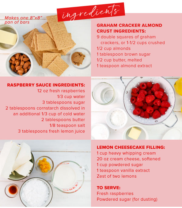 Raspberry Lemon Cheesecake Bars