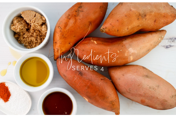 Maple Cayenne Sweet Potatoes with Cranberries and Candied Pecans