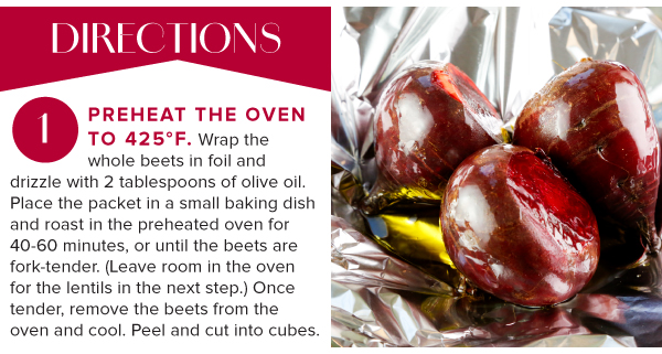 Kale Salad with Roasted Beets, Crispy Lentils, and Garlic Butter Panko