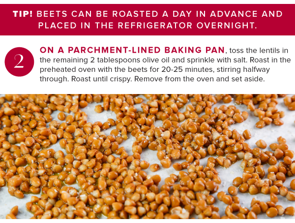 Kale Salad with Roasted Beets, Crispy Lentils, and Garlic Butter Panko