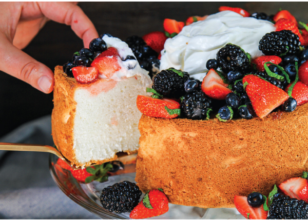 Angel Food Cake with Fresh Cream and Berries